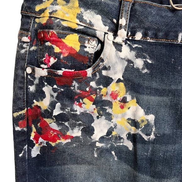 AP Blue Paint Splash Skinny Jeans junior size 15 - Picture 3 of 15